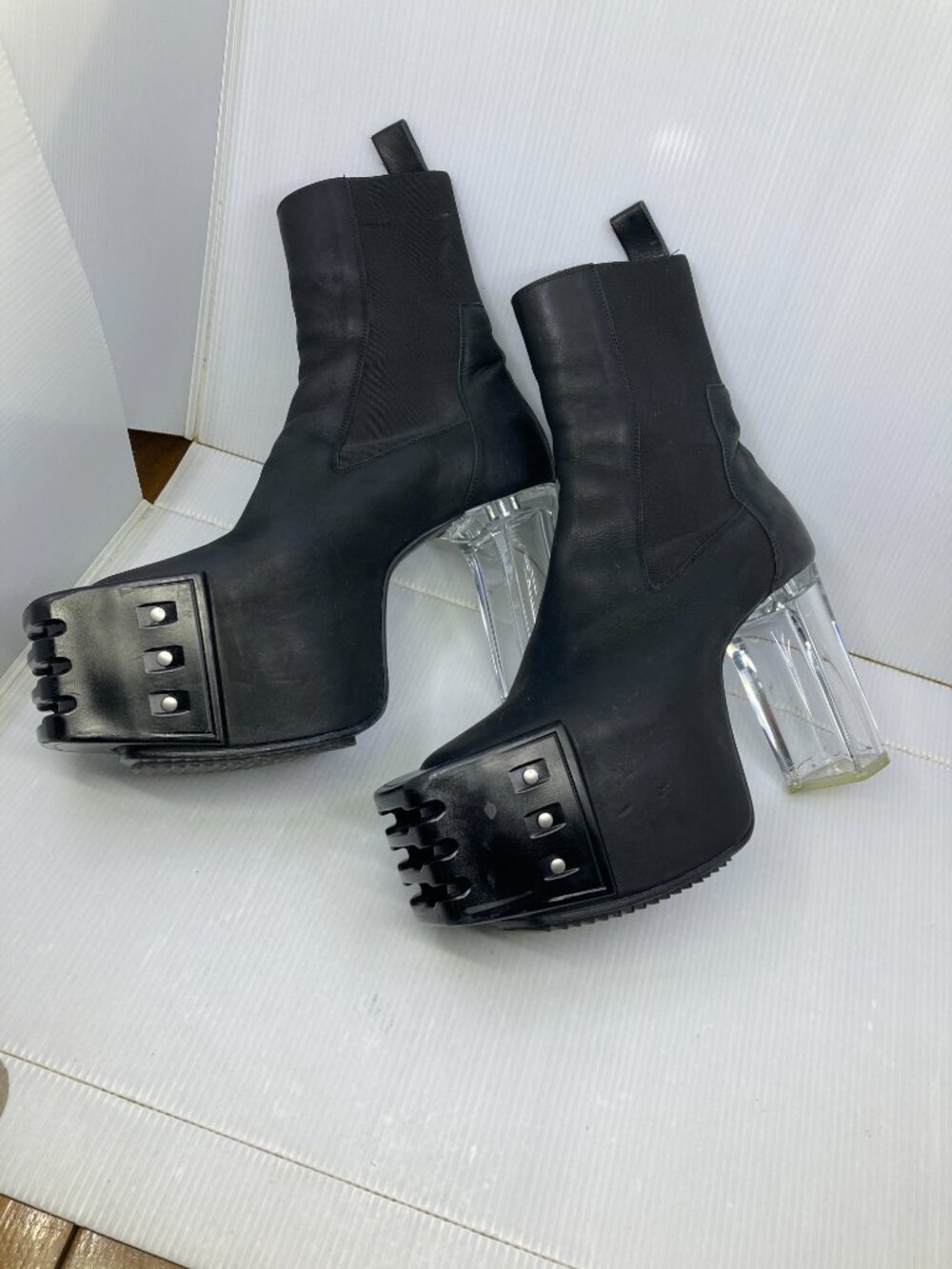 Rick Owens Grilled Kiss Boots US 10 EU 43 Mens Black Clear $3185